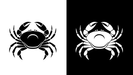 Black and White Crab Silhouette Design.