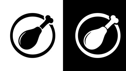 Chicken Leg Icon in Circle.