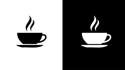 Coffee Cup Icon in Black and White.