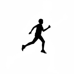 Silhouette of person jogging in place on white background