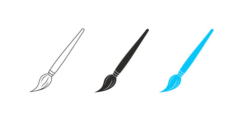 Obraz premium Colorful Paint Brush Vector Illustration Black White and Blue Brushes