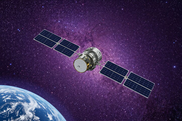 Satellite Against a Cosmic Tapestry