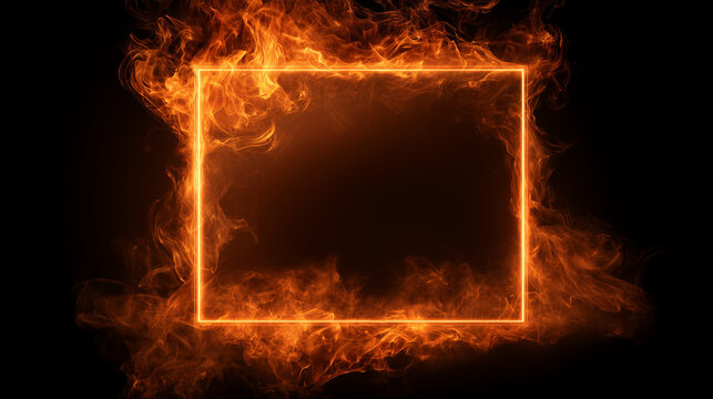 Burning Square Design Isolated on Black
