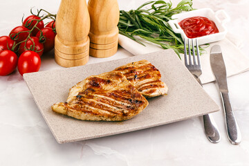 Grilled pork steak with sauce