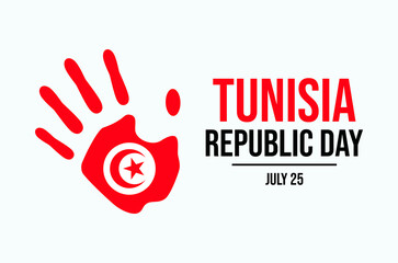 Tunisia Republic Day poster vector illustration. Flag of Tunisia hand print icon vector. Tunisian...