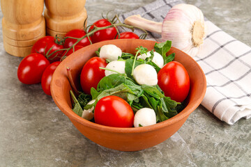 Salad with mozzarella and arugula