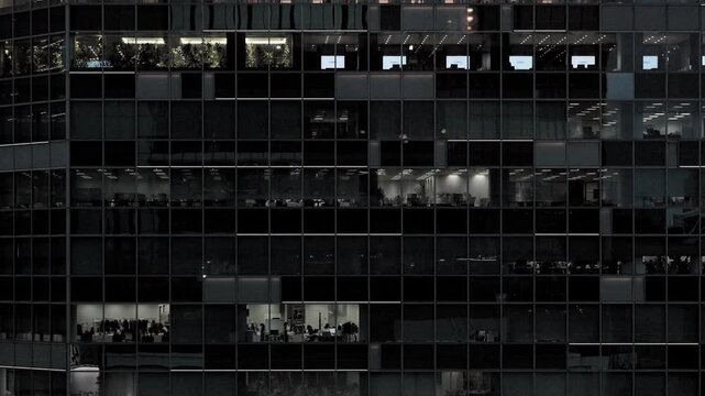 Night in Tokyo : Office Lights at Night on the Inorganic Walls of a High-Rise Building in a Cyber City  |  Shibuya, Tokyo, Japan