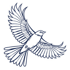 Obraz premium Elegant line art of a flying bird isolated on white background