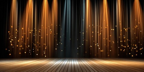 Obraz premium Dazzling Golden Stage with Sparkling Lights and Stunning Lighting Effects for Performance Art Events