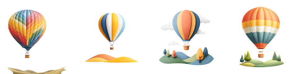 Hot Air Balloon Illustrations: Colorful Floating Adventures Set