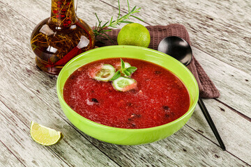 Sweet watermelon gazpacho with cucmber
