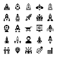 Startup Launch Icons – Rocket, Pitch Deck, Elevator, Investor, Milestone – Flat Business Pack for Entrepreneur Pitches, Investor Proposals & Business Plan Presentations
