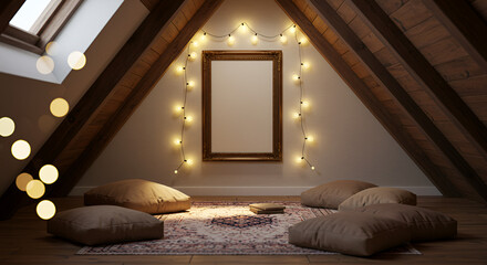Cozy attic room with warm lighting (1)