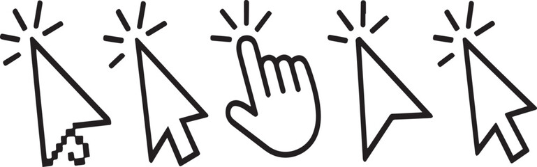 Pixel cursor & pointer Icon set pointer hand, arrow logo vector isolated collection.eps