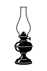 Fototapeta premium Vintage Oil or Kerosene Lamp with Glass Chimney Icon - Classic Lighting