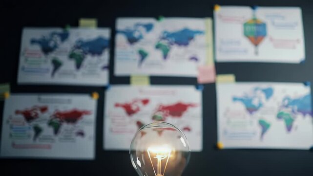 Idea light bulb over world maps