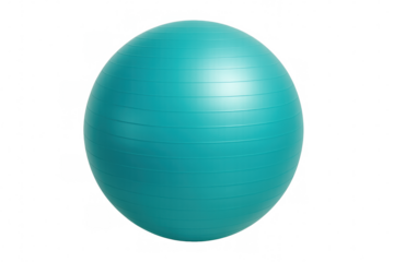 Turquoise fitness ball isolated on transparent background, ideal for gym exercises, yoga, pilates and physical therapy