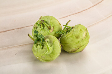 Raw fresh organic kohlrabi cabbage