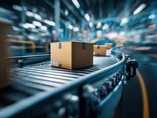 Streamlined package processing industrial warehouse conveyor system modern factory aerial view efficiency in logistics