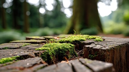 Fototapeta premium Moss covered tree stump in forest