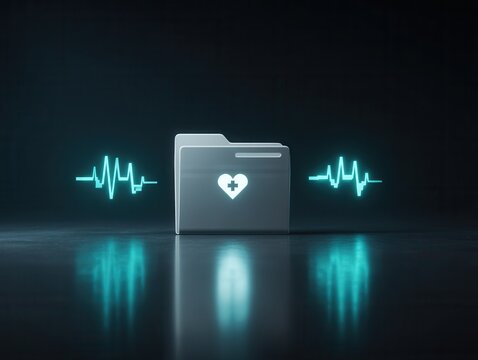 Healthcare data management in modern medicine digital environment graphic design tech focus