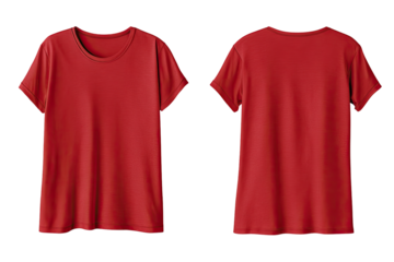 Front and back view of a red t-shirt