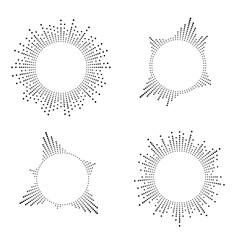 Set of music equalizer and sound wave. Vector isolated circular sound waves, depicting audio music. Collection of ring patterns, digital template