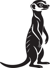 Meerkat standing with curious eyes silhouette isolated on transparent background