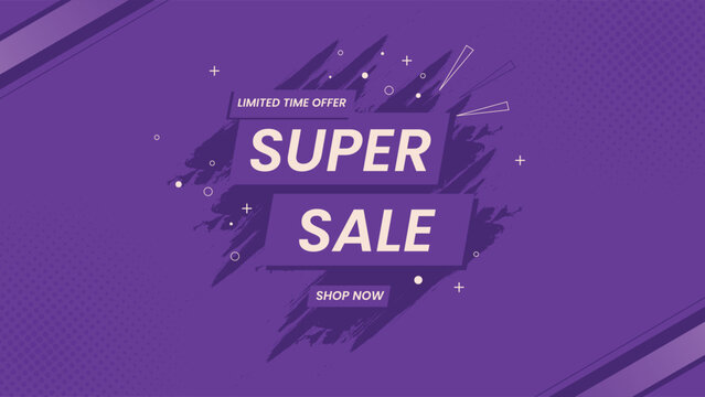 Stylish purple sale background with grunge brush strokes and bold typography, ideal for discount promotions and advertising campaigns
