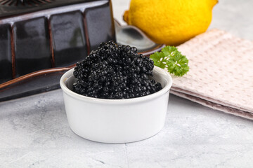 black sturgeon caviar in the bowl
