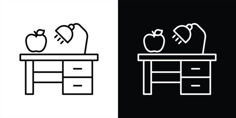 inspired learning space icon. contain work desk, desk learning thin line style icon symbol sign for your app web. vector illustration