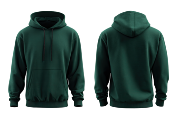 Dark teal hoodie, front and back view
