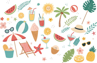 summer beach icons