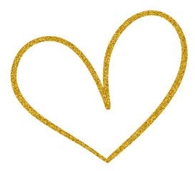 golden heart doodle drawing glitter shiny element
