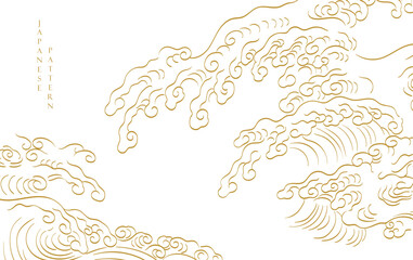Japanese background with line ocean sea pattern vector. Abstract template with geometric wave pattern. Mountain layout design in oriental style
