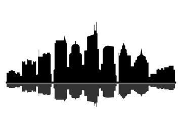 Naklejka premium panorama of the black city silhouette of buildings on a white background architecture city black