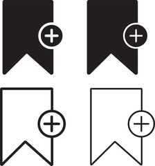 Bookmark add icon set flat style. Minimalist Bookmark icons.bookmark symbol vector template,
