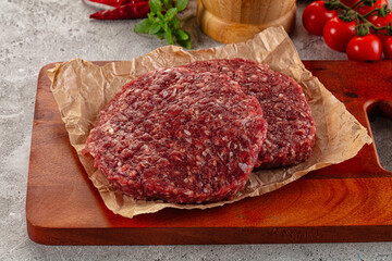 Raw beef burger cutlet for grill