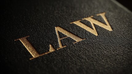 Fototapeta premium Close-up of a textured black cover with the word 