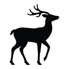 Black silhouette of a majestic stag walking