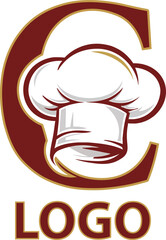 Chef Hat Culinary Logo, Restaurant Initial C Emblem