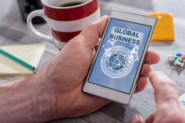 Global business concept on a smartphone