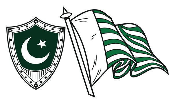 Pakistan Flag Shield Badge Collection – Independence Day Emblem Label Vector Design