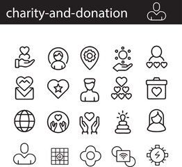 Charity and donation icons collection for social causes