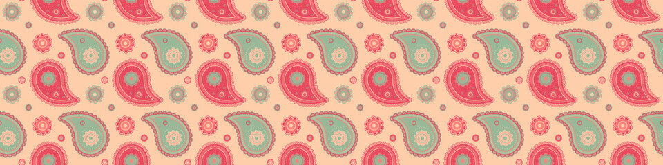 Fototapeta premium Paisley tradition traditional blossom. Droplet clothes, page henna. Surface wear pretty old.