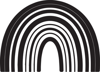 Stylized Rainbow Arc in Black Silhouette | Modern Abstract Weather Illustration Vector Format