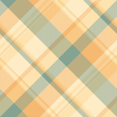 Frame fabric vector seamless, tablecloth tartan texture background. Soft pattern textile check plaid in light and orange colors.
