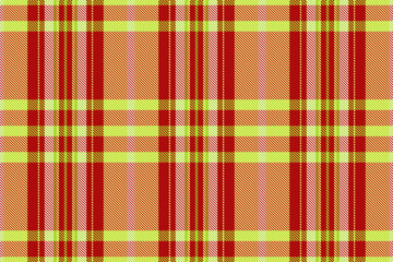 List seamless check fabric, couch plaid tartan textile. Choose background texture vector pattern in lime and red colors.