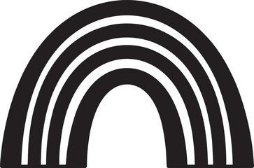 Stylized Rainbow Arc in Black Silhouette | Modern Abstract Weather Illustration Vector Format