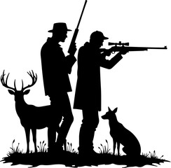 silhouette of a hunter with a deer, silhouette, vector, gun, soldier, rifle, war, illustration, people, army, weapon, military, fishing, music, hunter, woman, men, art, fisherman, fish, black, sniper,